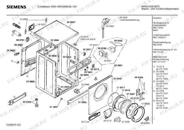 Взрыв-схема стиральной машины Siemens WD53930 EXTRAKLASSE 5393 - Схема узла 02