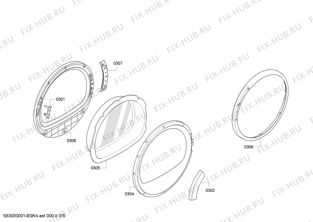 Схема №1 WT46W5C0NL с изображением Корпус для сушильной машины Bosch 00674480