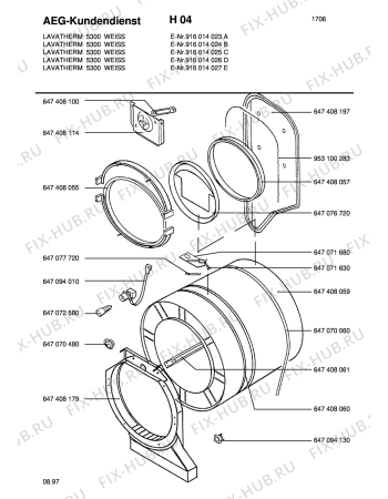 Взрыв-схема стиральной машины Aeg LTH5300-W I/B - Схема узла Drum