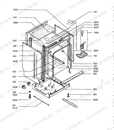 Взрыв-схема посудомоечной машины Aeg F8081I-W - Схема узла Cabinet + armatures