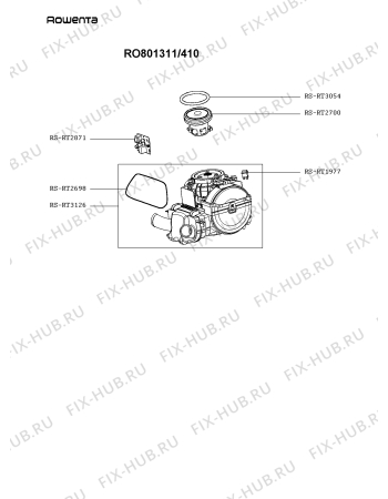 Взрыв-схема пылесоса Rowenta RO801311/410 - Схема узла QP004070.6P2