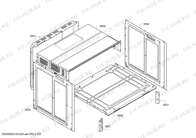 Взрыв-схема плиты (духовки) Profilo FRMA652W - Схема узла 05