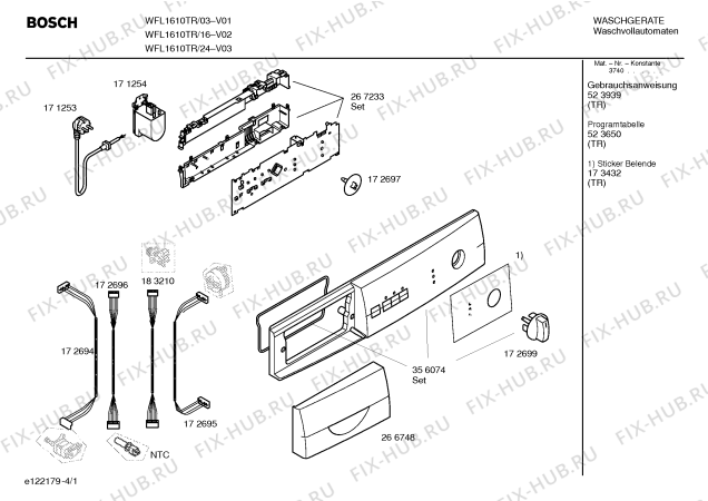 Схема №3 WFL1610TR Eurowasher 1610 с изображением Инструкция по эксплуатации для стиралки Bosch 00523939