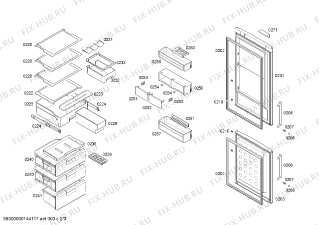 Схема №1 KG36SA75 с изображением Испаритель для холодильной камеры Bosch 00684521
