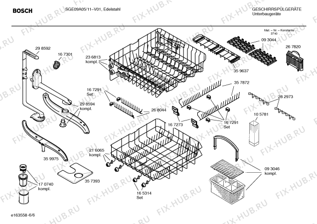 Взрыв-схема посудомоечной машины Bosch SGE09A05 Logixx - Схема узла 06