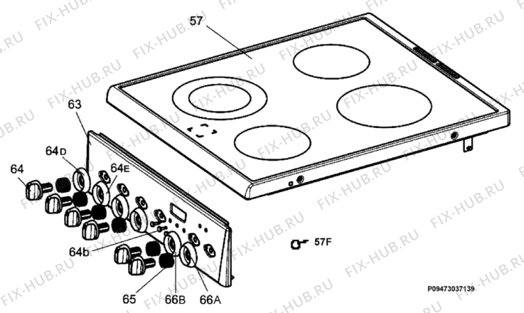 Взрыв-схема плиты (духовки) Electrolux EKC513505W - Схема узла Section 4