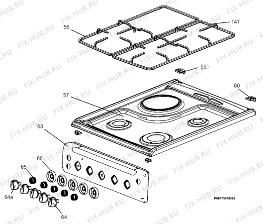Взрыв-схема плиты (духовки) Faure CML516W - Схема узла Section 4