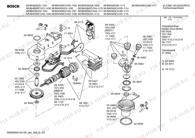 Схема №2 MUM4523 Profi 45 Microtronic с изображением Модуль для электрокомбайна Bosch 00264616