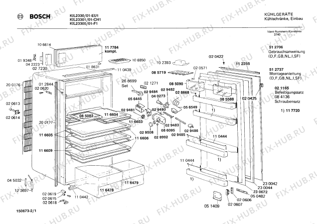 Схема №1 KIR18301 KIR183 с изображением Рамка для холодильной камеры Bosch 00116606