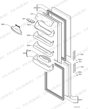 Взрыв-схема холодильника Rex Electrolux RC180D - Схема узла Door 003