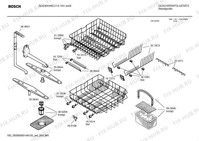 Схема №4 SGS30A49EU с изображением Инструкция по эксплуатации для посудомойки Bosch 00584617