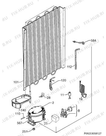 Взрыв-схема холодильника Juno JCU14510S5 - Схема узла Cooling system 017