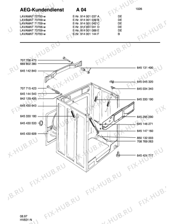 Взрыв-схема стиральной машины Aeg LAV73706-W - Схема узла Housing 001