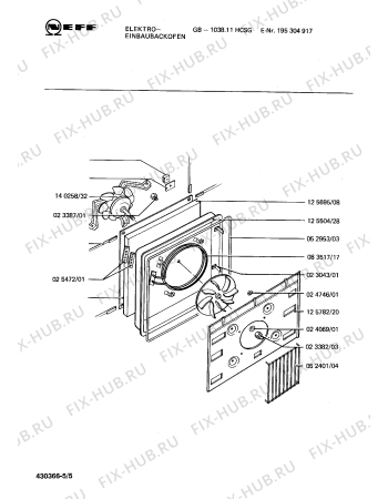 Взрыв-схема плиты (духовки) Neff 195304917 GB-1038.11HCSG - Схема узла 05