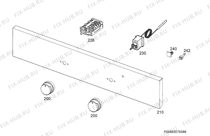 Взрыв-схема плиты (духовки) Electrolux EKB000W - Схема узла Command panel 037