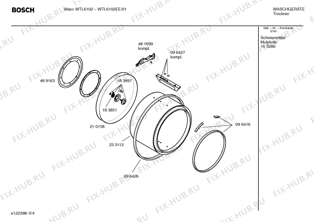 Взрыв-схема сушильной машины Bosch WTL6102EE Maxx WTL6102 - Схема узла 04