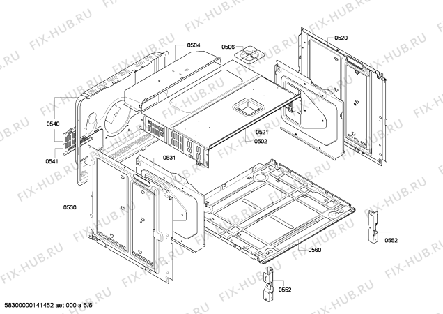 Взрыв-схема плиты (духовки) Bosch HBA77A650 - Схема узла 05