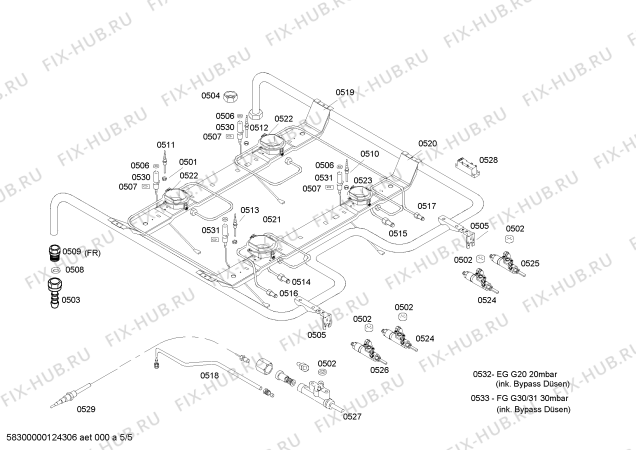 Взрыв-схема плиты (духовки) Bosch HSG343050R - Схема узла 05