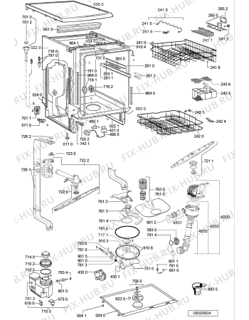 Взрыв-схема посудомоечной машины Whirlpool ADP ECLIPS - Схема узла