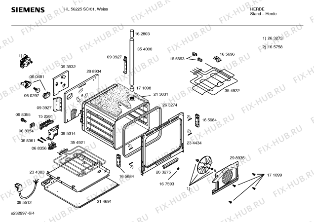 Взрыв-схема плиты (духовки) Siemens HL56225SC - Схема узла 04