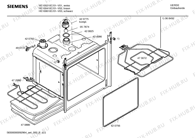 Схема №3 HE100610C с изображением Инструкция по эксплуатации для духового шкафа Siemens 00590505