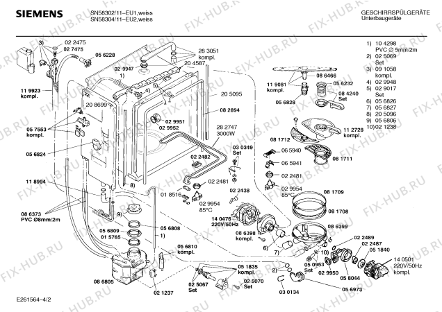 Схема №2 SN58304 с изображением Панель для электропосудомоечной машины Siemens 00271208