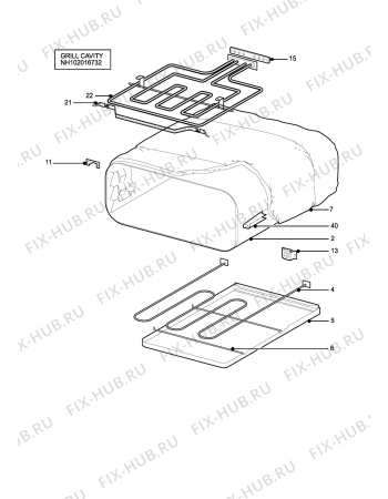 Взрыв-схема плиты (духовки) Tricity Bendix SIE056W - Схема узла H10 Grill cavity assy