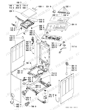 Схема №2 WAT 95650/1 с изображением Обшивка для стиралки Whirlpool 481245212242