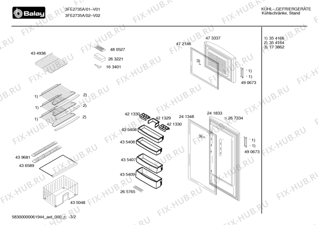 Схема №2 3FE2735A с изображением Панель управления для холодильника Bosch 00439725