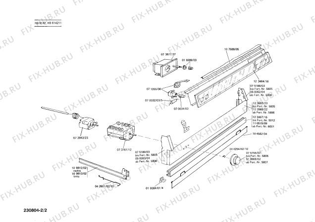 Взрыв-схема плиты (духовки) Siemens HB6142 - Схема узла 02