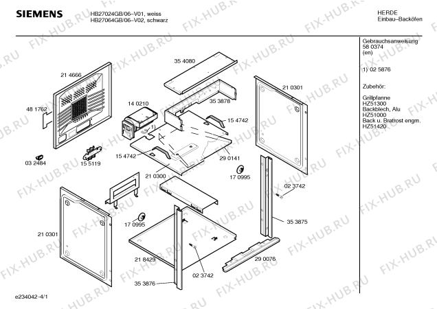 Схема №2 HB27054GB с изображением Инструкция по эксплуатации для плиты (духовки) Siemens 00580374