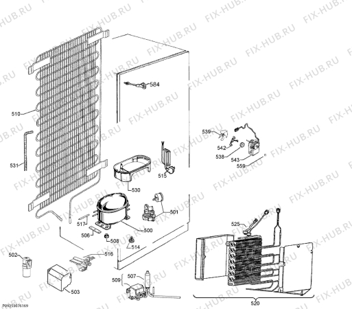 Взрыв-схема холодильника Aeg SCE8182XNC - Схема узла Cooling system 017