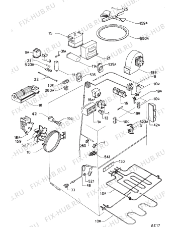 Взрыв-схема плиты (духовки) Zanussi FBI534/31W - Схема узла Electrical equipment 268