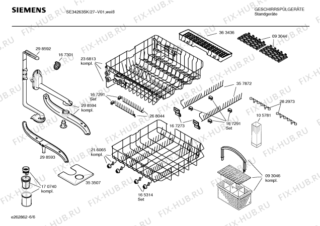 Взрыв-схема посудомоечной машины Siemens SE34263SK - Схема узла 06