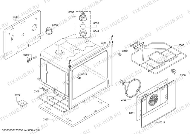 Взрыв-схема плиты (духовки) Bosch HBA23B263 - Схема узла 03