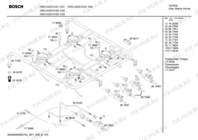 Взрыв-схема плиты (духовки) Bosch HSG142EEU, Bosch - Схема узла 05