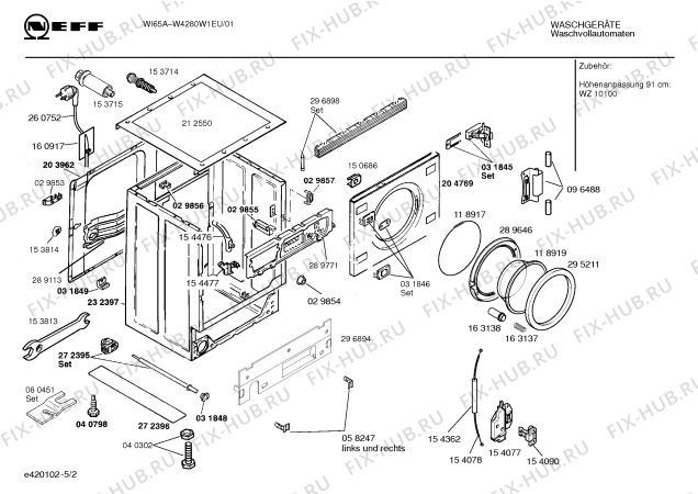 Взрыв-схема стиральной машины Neff W4280W1EU WI65A - Схема узла 02