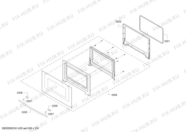 Схема №3 C57W40W0 с изображением Дверь для плиты (духовки) Bosch 00682222