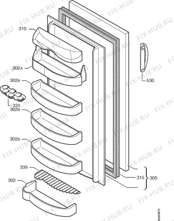 Взрыв-схема холодильника Zoppas PA300 - Схема узла Door 003