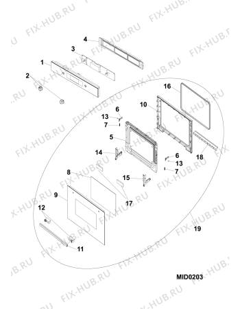 Схема №1 MWI424MR (F079077) с изображением Ручка двери Indesit C00293862
