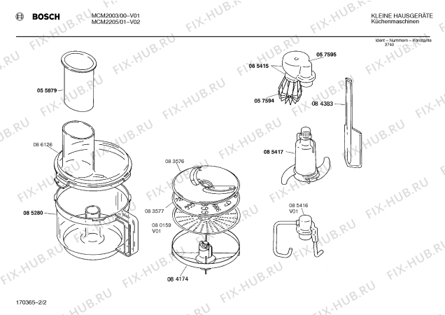 Взрыв-схема кухонного комбайна Bosch MCM2205 - Схема узла 02
