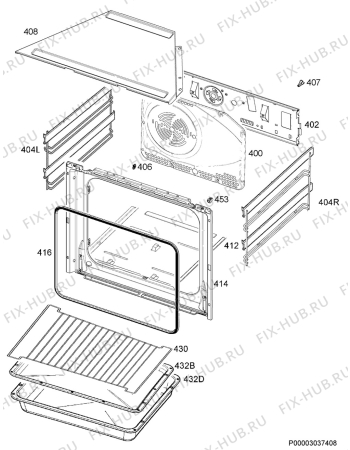 Взрыв-схема плиты (духовки) Electrolux EOB53202X - Схема узла Oven