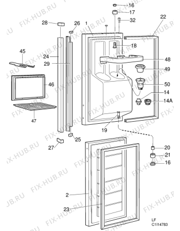 Взрыв-схема холодильника Electrolux AR9671W - Схема узла C10 Vestfrost, narrow door