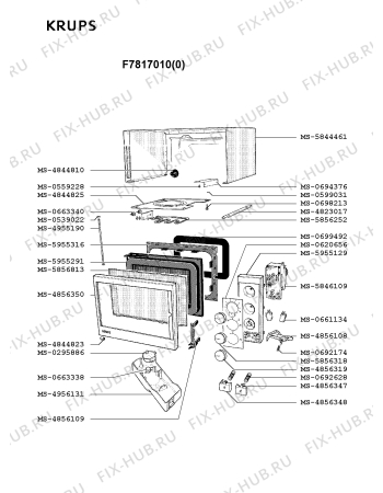 Взрыв-схема микроволновой печи Krups F7817010(0) - Схема узла MP002374.6P2