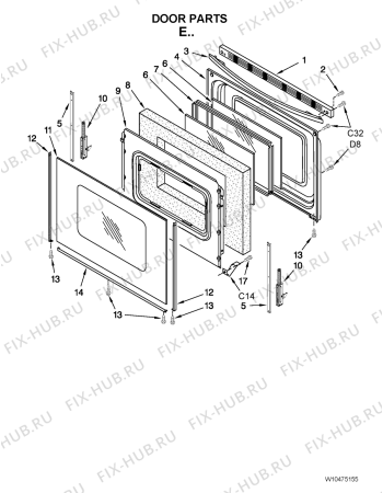 Схема №3 YMER7660WW с изображением Панель для плиты (духовки) Whirlpool 482000011742