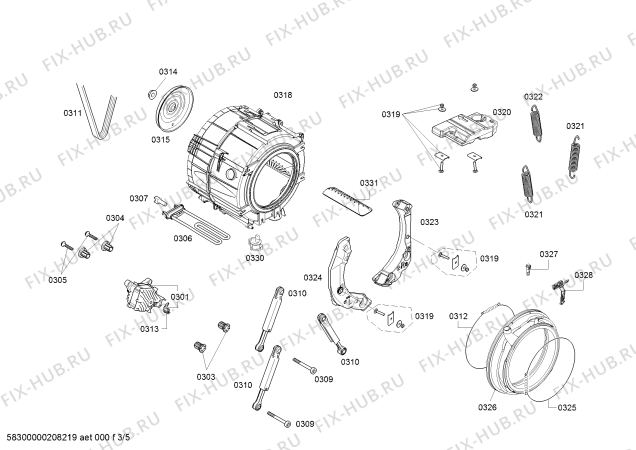 Схема №3 WM14U663HW с изображением Винт для стиралки Siemens 10007126