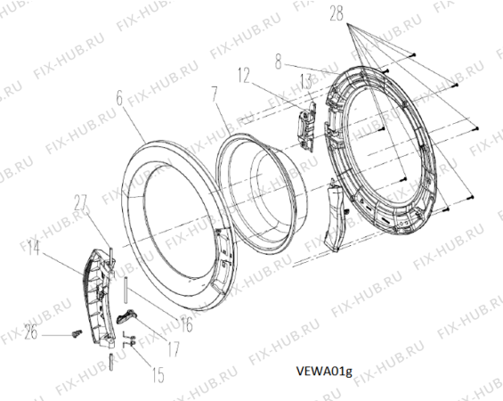 Схема №3 AWG/BM 7081 S с изображением Фиксатор для стиралки Whirlpool 482000098877
