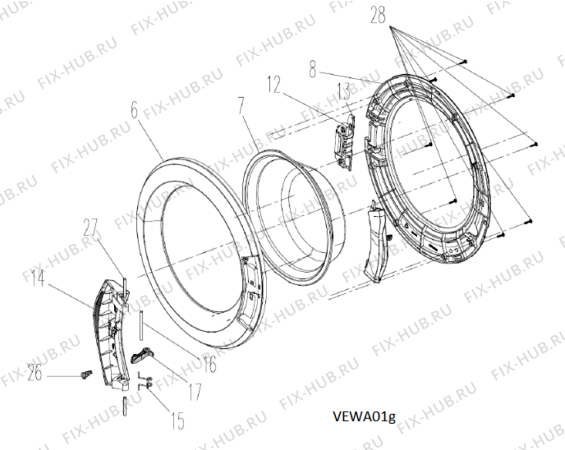 Схема №3 AWG/BM 7081 S с изображением Запчасть для стиралки Whirlpool 482000098887