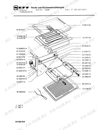 Взрыв-схема плиты (духовки) Neff 1313236301 1037/511LRCDM - Схема узла 06