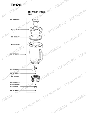 Схема №2 BL233111/870 с изображением Измельчитель для электроблендера Tefal MS-651201